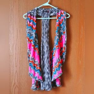 Body Central Women's Long Rainbow Cardigan Vest Colorful Sleeveless Size Medium